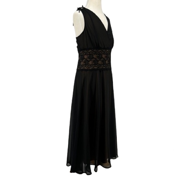 NEW VTG Y2K Connected Apparel Black and Tan Sheer Overlay Lace Waist Dress - Picture 5 of 10